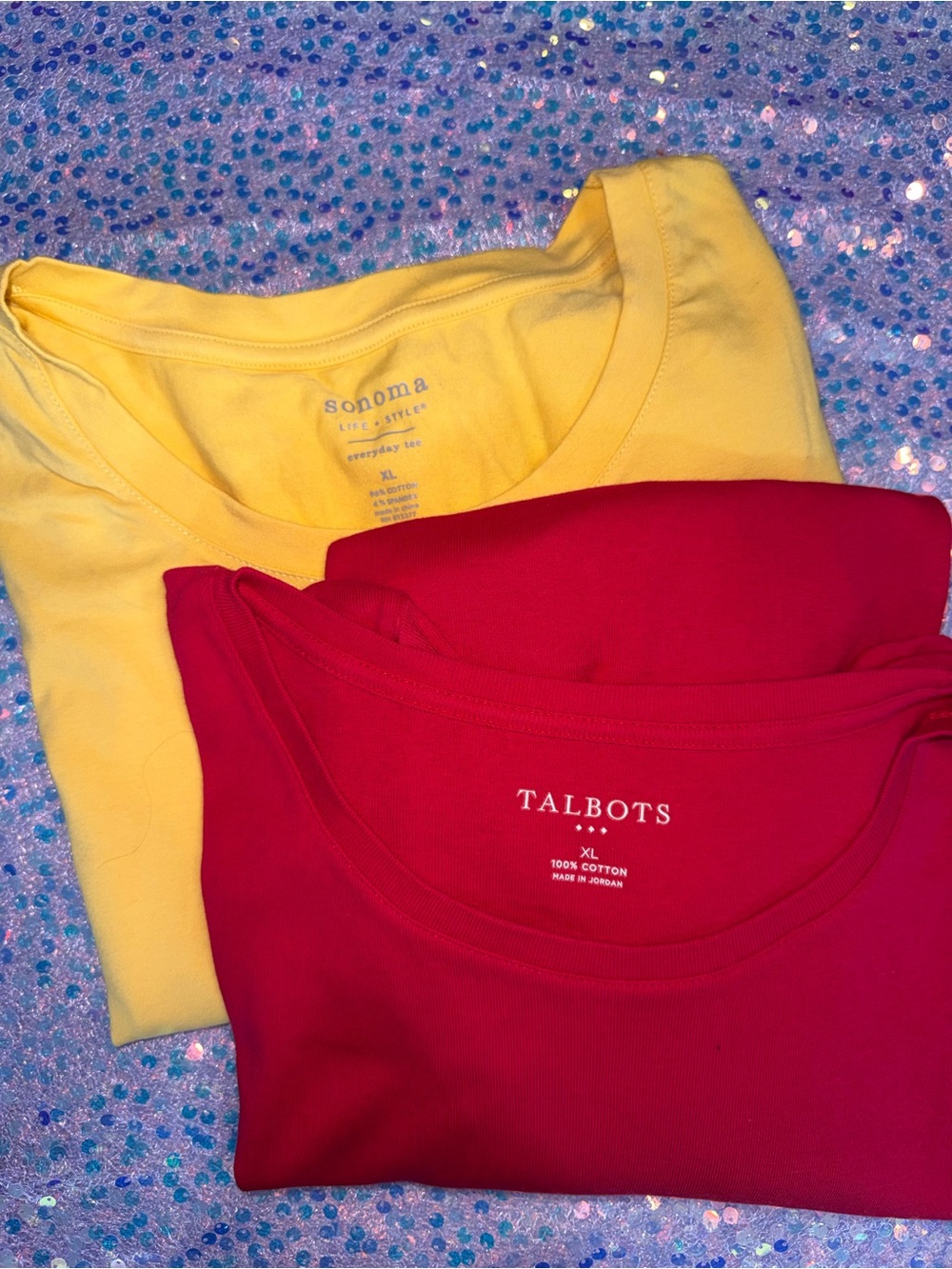 3105-Talbots/Sonoma Short Sleeve Crewneck Tees in Yellow and Red